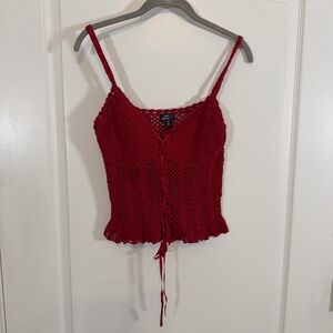 Say What? Red Crochet Drawstring Cami